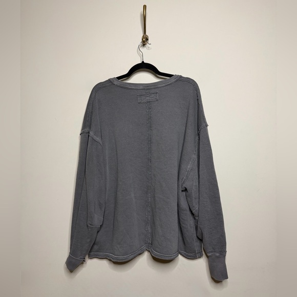 Free People Venice V-neck Graphic Sweatshirt in Washed Black Combo - Picture 6 of 6